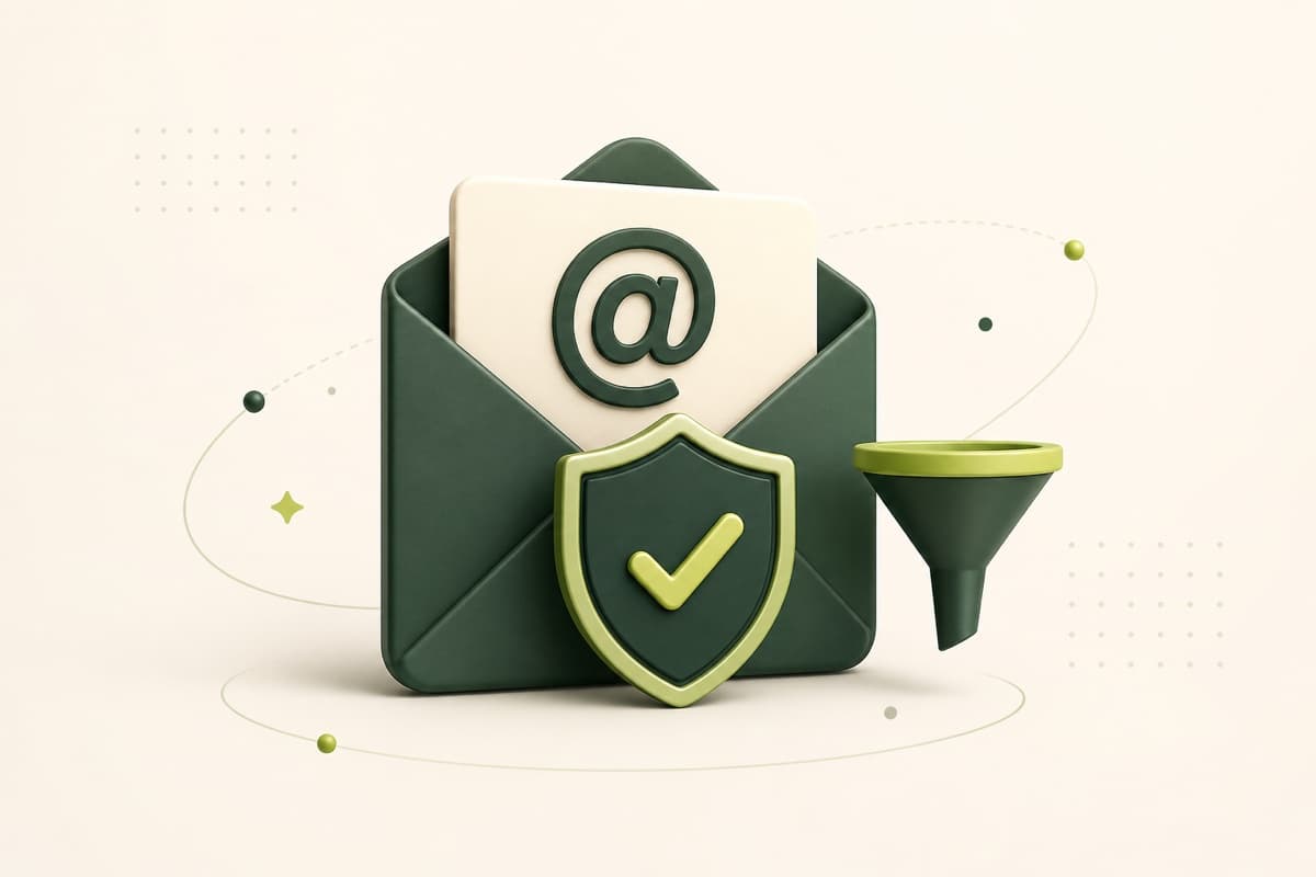 Email envelope, security shield and filter funnel